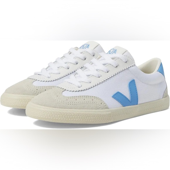 🩵VEJA VOLLEY CANVAS SHOES IN WHITE AQUA 40 9 - Picture 1 of 12